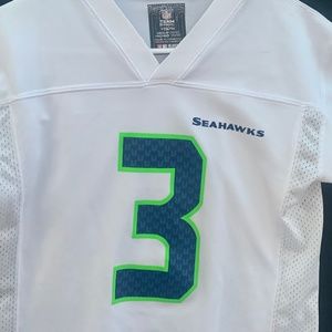 White Seattle Seahawks #3 Russell Wilson NFL Team Apparel,Sz Youth Medium(10-12)
